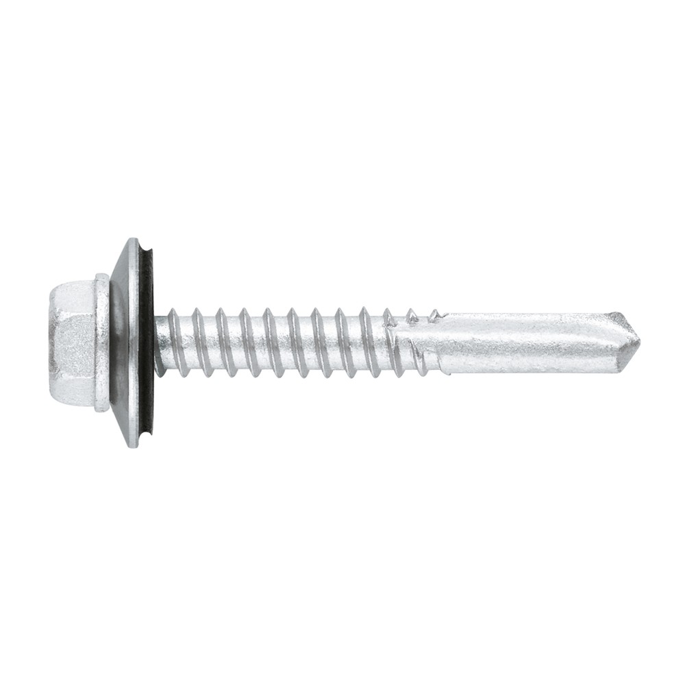 AUTO BIMETAL + ARVUL A2 [CP] Tornillo viga autotaladrante inoxidable bimetal con cabeza hexagonal. Tornillo con arandela vulcanizada EPDM-inoxidable A2